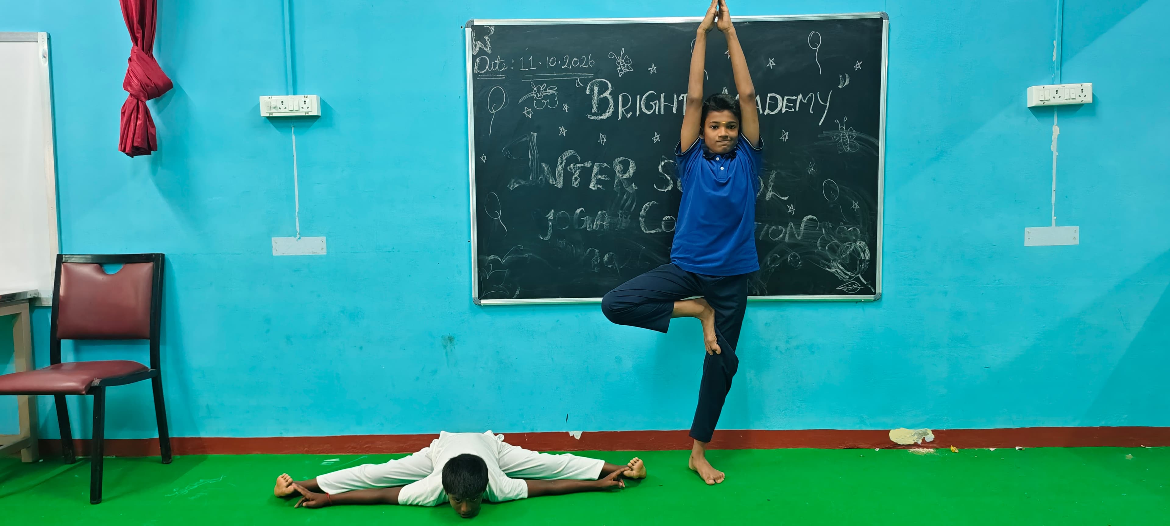 Yoga practice at Bright Academy